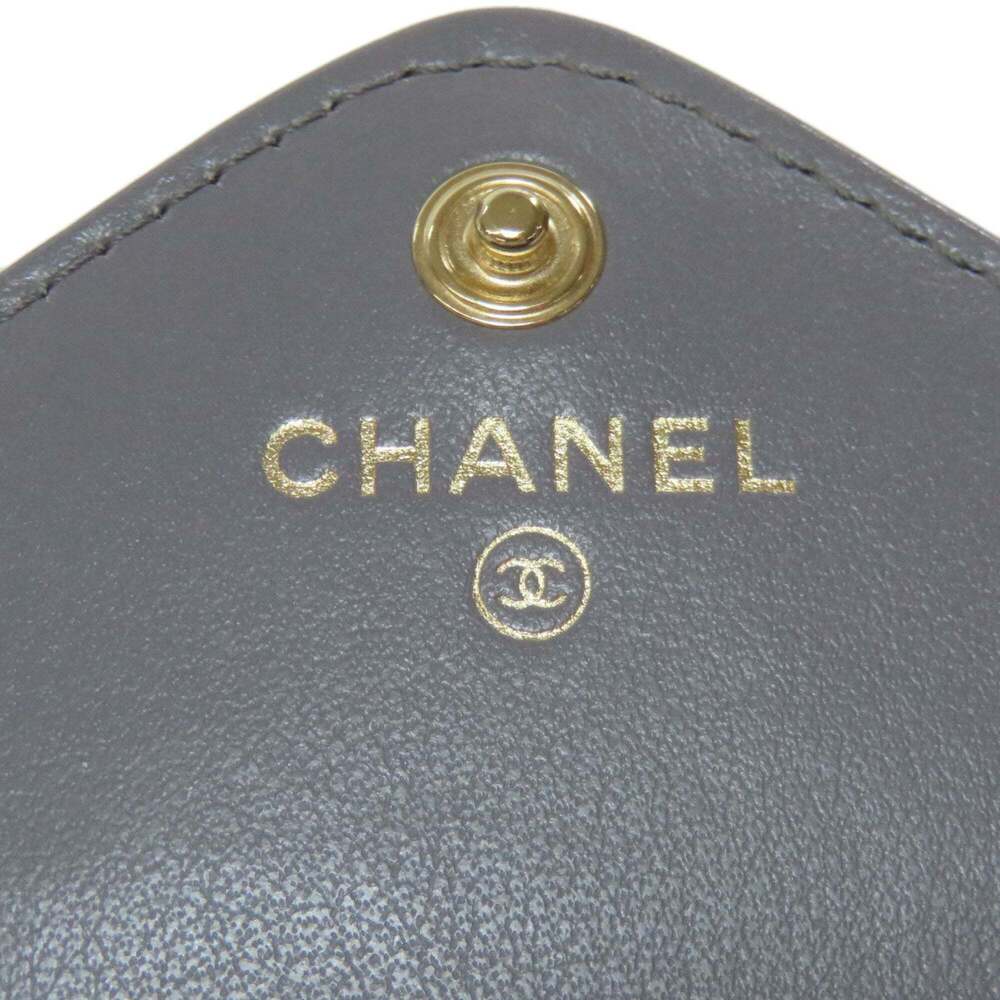 CHANEL Authentic Gray Lambskin Leather Logo Wallet - Picture 6 of 11
